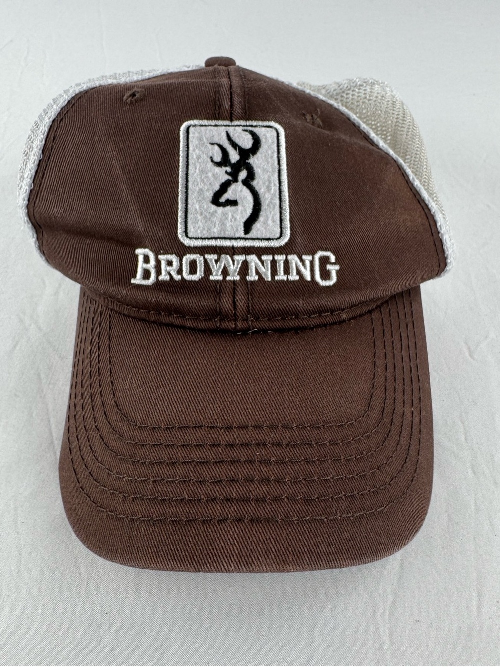 Browning Brown and White Mesh Back Trucker Hat
